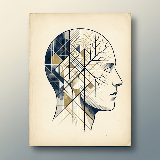 Vintage profile head illustration with neural pathways and cognitive growth